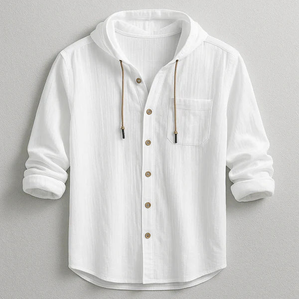Mens Hooded Linen Shirt for Casual Wear