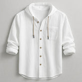 Mens Hooded Linen Shirt for Casual Wear