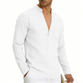 Mens Linen Long Sleeve Shirt for Casual Wear