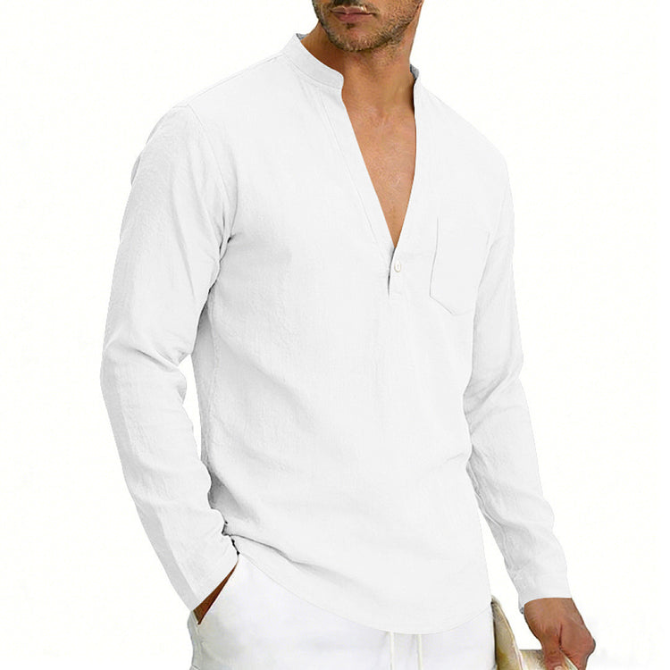 Mens Linen Long Sleeve Shirt for Casual Wear