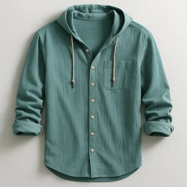 Mens Hooded Linen Shirt for Casual Wear