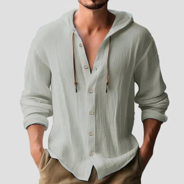 Mens Hooded Linen Shirt for Casual Wear