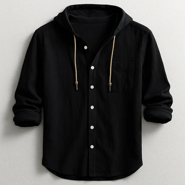 Mens Hooded Linen Shirt for Casual Wear
