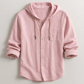 Mens Hooded Linen Shirt for Casual Wear