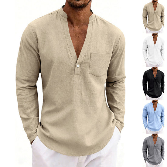 Mens Linen Long Sleeve Shirt for Casual Wear