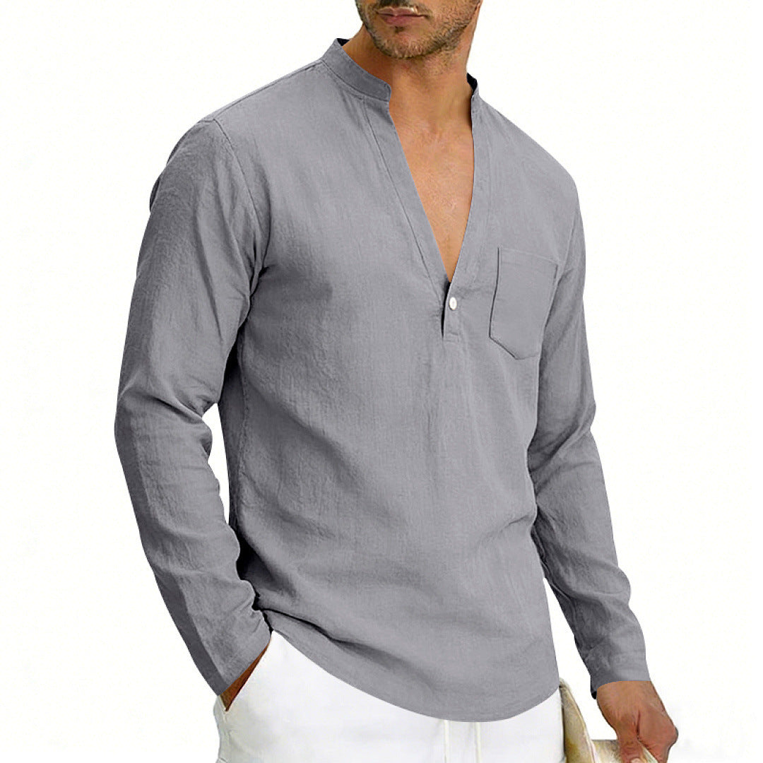 Mens Linen Long Sleeve Shirt for Casual Wear