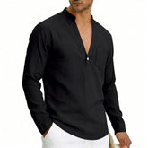 Mens Linen Long Sleeve Shirt for Casual Wear