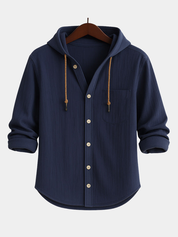 Mens Hooded Linen Shirt for Casual Wear