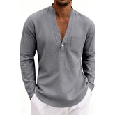 Mens Linen Long Sleeve Shirt for Casual Wear