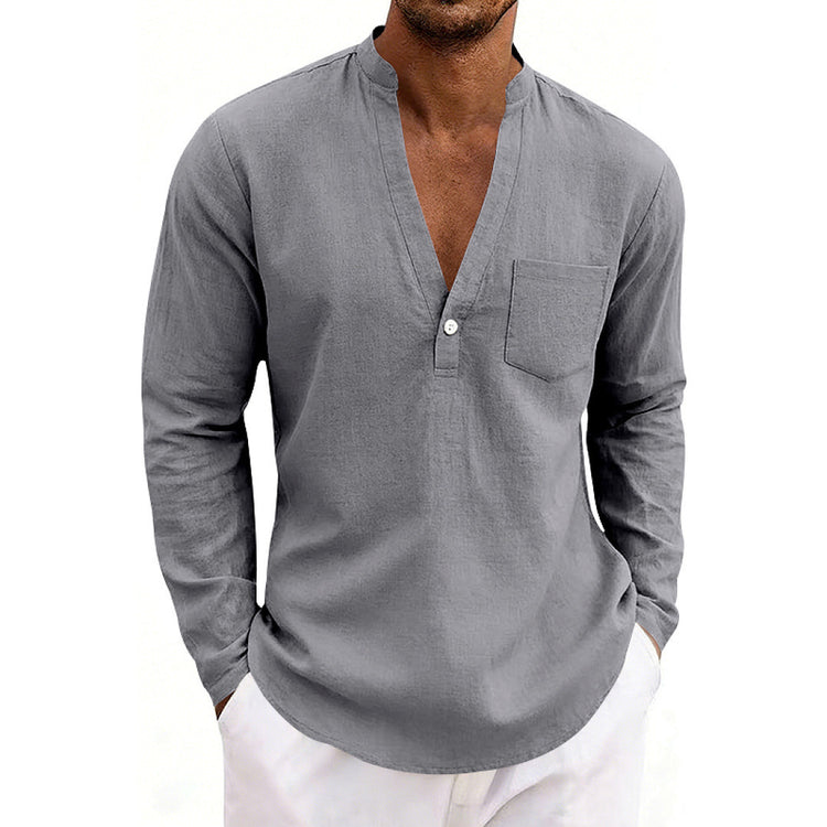 Mens Linen Long Sleeve Shirt for Casual Wear