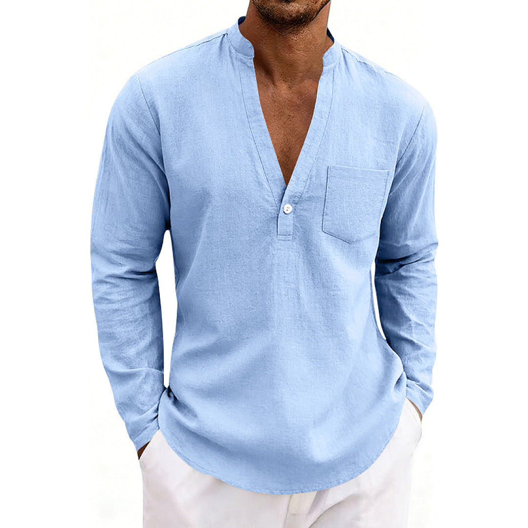 Mens Linen Long Sleeve Shirt for Casual Wear