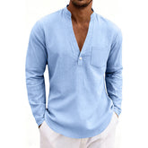 Mens Linen Long Sleeve Shirt for Casual Wear