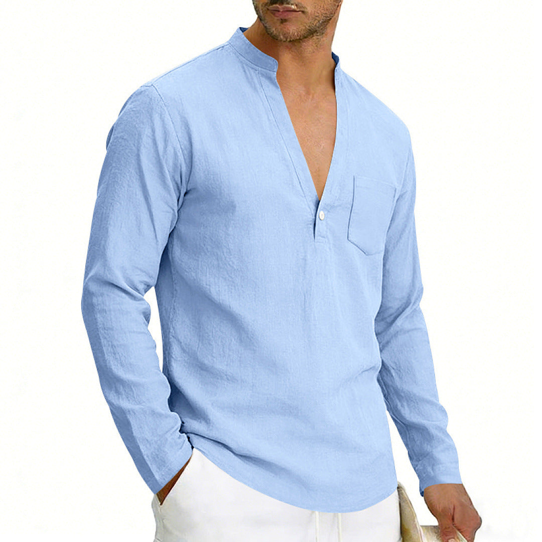 Mens Linen Long Sleeve Shirt for Casual Wear